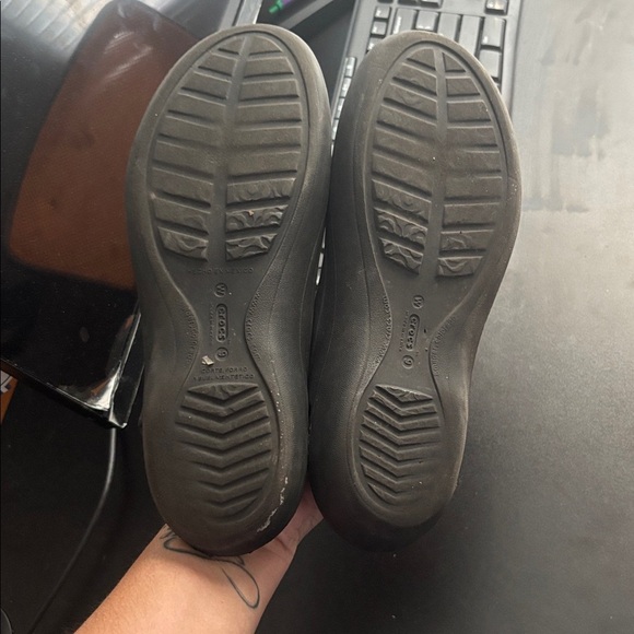 Crocs Jayna Ballet Flats Women's Size 9 Black Cutout Slip On Slingback - Picture 5 of 6